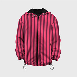 Куртка с капюшоном детская Полосатый тёмно-розовый, цвет: 3D-черный