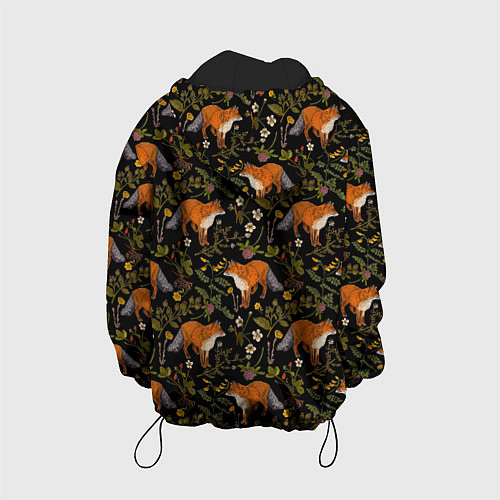 Детская куртка Лисы и цветы / 3D-Черный – фото 2