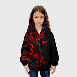 Куртка с капюшоном детская Ducati - red flowers, цвет: 3D-черный — фото 2