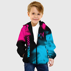 Куртка с капюшоном детская Watch Dogs - neon gradient: надпись, символ, цвет: 3D-черный — фото 2
