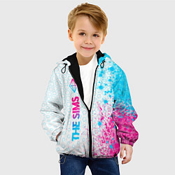 Куртка с капюшоном детская The Sims neon gradient style: по-вертикали, цвет: 3D-черный — фото 2