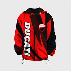 Куртка с капюшоном детская Ducati - красные волны, цвет: 3D-черный