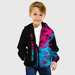 Куртка с капюшоном детская No Mans Sky - neon gradient: по-вертикали, цвет: 3D-черный — фото 2