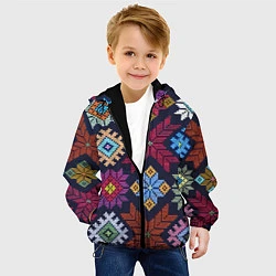 Куртка с капюшоном детская Орнамент удмуртский, цвет: 3D-черный — фото 2