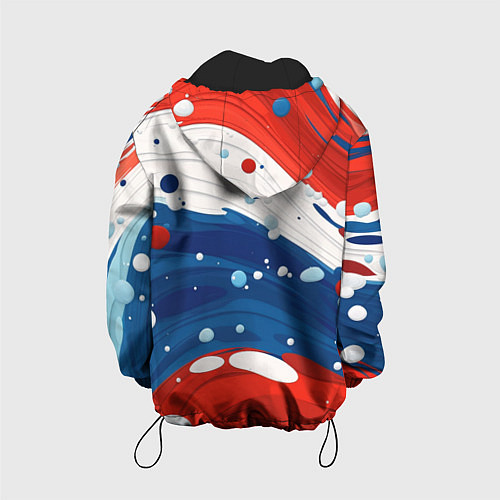 Детская куртка Брызги красок в цветах флага РФ / 3D-Черный – фото 2