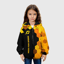 Куртка с капюшоном детская Need for Speed - gold gradient: по-вертикали, цвет: 3D-черный — фото 2