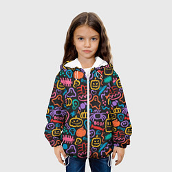 Куртка с капюшоном детская Halloween colorful pumpkins, ghosts, spiders, цвет: 3D-белый — фото 2