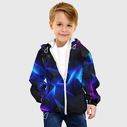 Куртка с капюшоном детская Blue dark neon, цвет: 3D-белый — фото 2