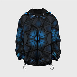 Куртка с капюшоном детская Калейдоскопные черные и синие узоры, цвет: 3D-черный