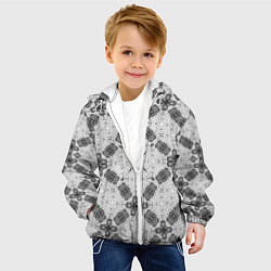 Куртка с капюшоном детская Черно-белый ажурный кружевной узор Геометрия, цвет: 3D-белый — фото 2