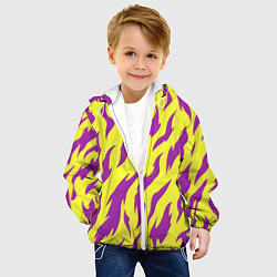 Куртка с капюшоном детская Кислотный тигр паттерн, цвет: 3D-белый — фото 2