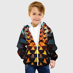Куртка с капюшоном детская Объемные кубы полигон, цвет: 3D-белый — фото 2
