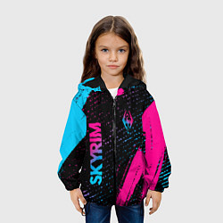 Куртка с капюшоном детская Skyrim - neon gradient: надпись, символ, цвет: 3D-черный — фото 2