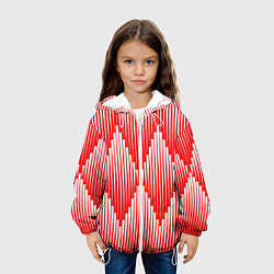 Куртка с капюшоном детская Красные белые большие ромбы, цвет: 3D-белый — фото 2