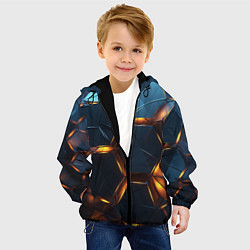 Куртка с капюшоном детская Объемные плиты со светом, цвет: 3D-черный — фото 2