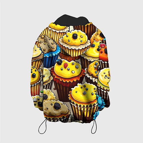 Детская куртка Вкусный принт - кексы от нейросети / 3D-Черный – фото 2