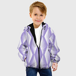 Куртка с капюшоном детская Сиреневые белые большие ромбы, цвет: 3D-черный — фото 2