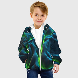 Куртка с капюшоном детская Зеленая кислотная текстура с плитами, цвет: 3D-белый — фото 2