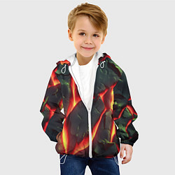 Куртка с капюшоном детская Красные плиты с лавой, цвет: 3D-белый — фото 2