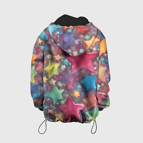 Детская куртка Разноцветные новогодние звёзды / 3D-Черный – фото 2
