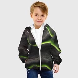 Куртка с капюшоном детская Green black texture, цвет: 3D-белый — фото 2