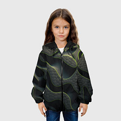 Куртка с капюшоном детская Объемная темная текстура, цвет: 3D-черный — фото 2