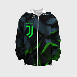 Куртка с капюшоном детская Juventus black green logo, цвет: 3D-белый