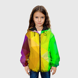 Куртка с капюшоном детская Жёлто-зелёная геометрия, цвет: 3D-черный — фото 2
