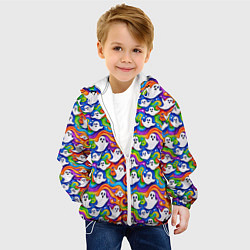 Куртка с капюшоном детская Веселые привидения на красочном фоне, цвет: 3D-белый — фото 2