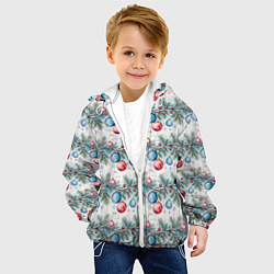 Куртка с капюшоном детская Узор из елочных шаров на ветке, цвет: 3D-белый — фото 2