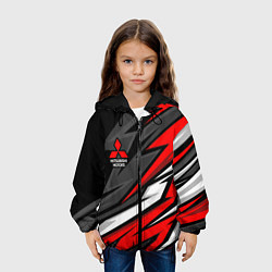 Куртка с капюшоном детская Митсубиси - красный спортивный, цвет: 3D-черный — фото 2