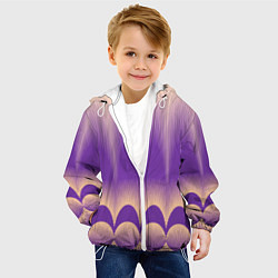 Куртка с капюшоном детская Фиолетовый градиент в полоску, цвет: 3D-белый — фото 2