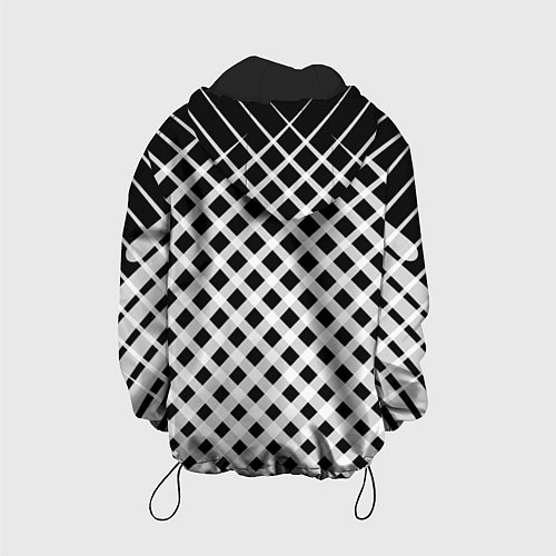 Детская куртка Черно-белые ромбы и клетки / 3D-Черный – фото 2