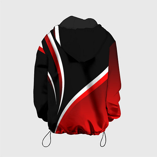 Детская куртка Кавасаки - красные волны / 3D-Черный – фото 2