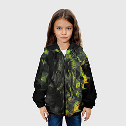 Куртка с капюшоном детская Зеленая абстрактная текстура, цвет: 3D-черный — фото 2