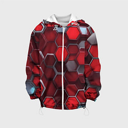 Куртка с капюшоном детская Cyber hexagon red, цвет: 3D-белый