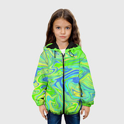Куртка с капюшоном детская Неоновая абстракция волны, цвет: 3D-черный — фото 2