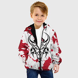 Куртка с капюшоном детская Дракон на фоне красных пятен, цвет: 3D-черный — фото 2