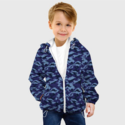 Куртка с капюшоном детская Камуфляж охрана синий, цвет: 3D-белый — фото 2