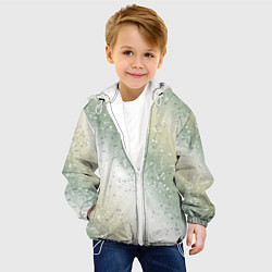 Куртка с капюшоном детская Абстрактный бежево-зелёный, цвет: 3D-белый — фото 2