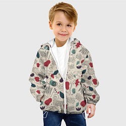 Куртка с капюшоном детская Флоральная абстракция с пятнами, цвет: 3D-белый — фото 2