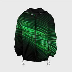 Куртка с капюшоном детская Green neon lines, цвет: 3D-черный