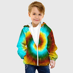 Куртка с капюшоном детская Тай-дай коричневый, цвет: 3D-белый — фото 2