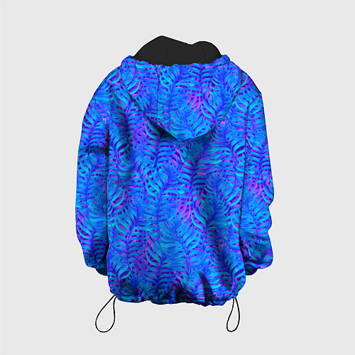Детская куртка Синие неоновые листья / 3D-Черный – фото 2