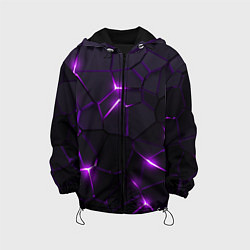 Куртка с капюшоном детская Неоновые плиты с фиолетовым свечением, цвет: 3D-черный