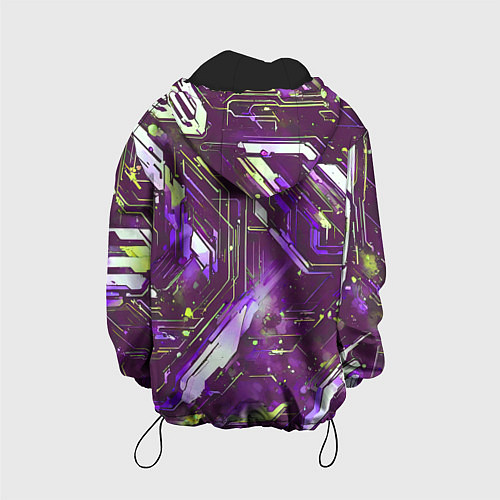 Детская куртка Космические кибер схемы фиолетовые / 3D-Черный – фото 2