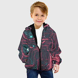 Куртка с капюшоном детская Кибер схемы Розовый и голубой, цвет: 3D-черный — фото 2