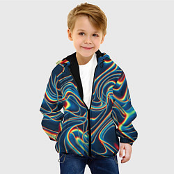 Куртка с капюшоном детская Abstract waves, цвет: 3D-черный — фото 2