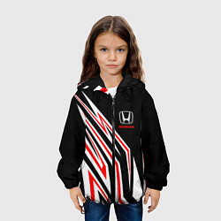Куртка с капюшоном детская Хонда - белый и красный, цвет: 3D-черный — фото 2