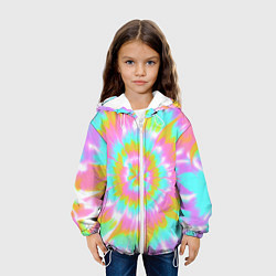Куртка с капюшоном детская Tie-Dye кислотный в стиле барби, цвет: 3D-белый — фото 2